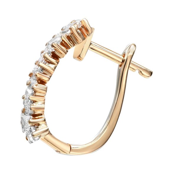 0.72Cttw Prong Set Tapered Baguette Cut Diamond Huggie 18K Yellow Gold - Picture 3 of 5